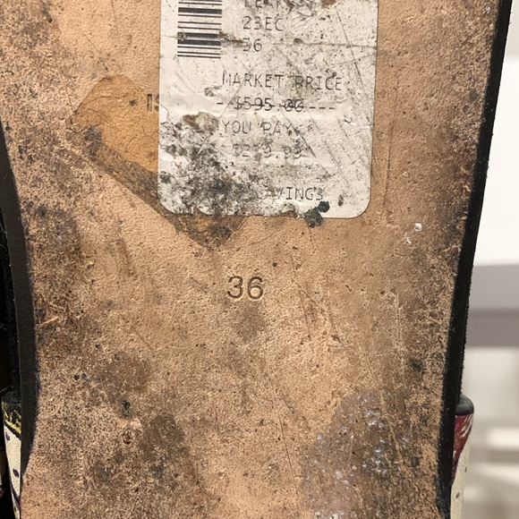 Isabel Marant Leakey Ruffled Printed Leather Sandals In Ecru size 36/6 - Picture 7 of 7